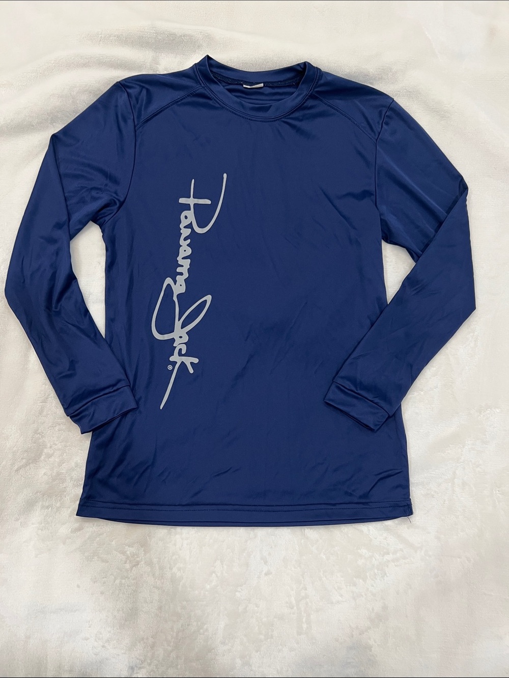 Panama Jack Navy Blue Long-Sleeve Kids Rashguard with Vertical Logo